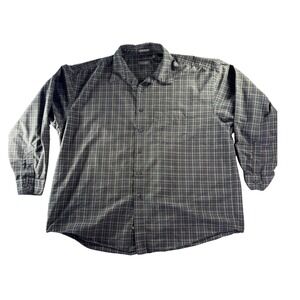 Van Heusen Mens XXL Black Tan Plaid Micro Cotton Long Sleeve Button Down Shirt